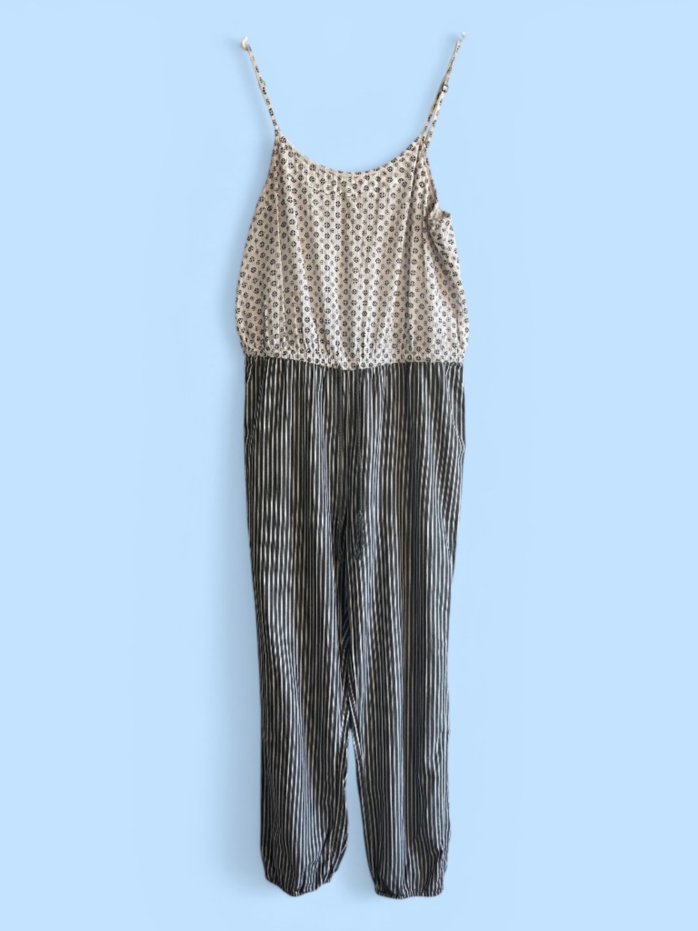 J. Crew Lightweight All-Cotton Gray and White Jumpsuit Size S